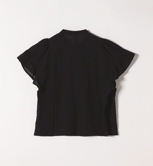 quaranciel「quaranciel:〈洗濯機可能〉スタンドカラー シアー フリル ハーフスリーブ ブラウス」|シャツ・ブラウス|