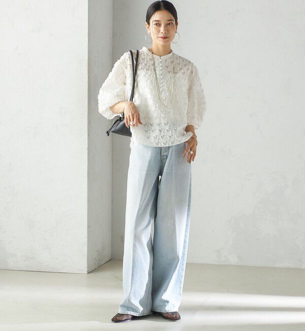 SHIPS for women「〈手洗い可能〉幾何柄 カット ジャカード ブラウス」|シャツ・ブラウス|