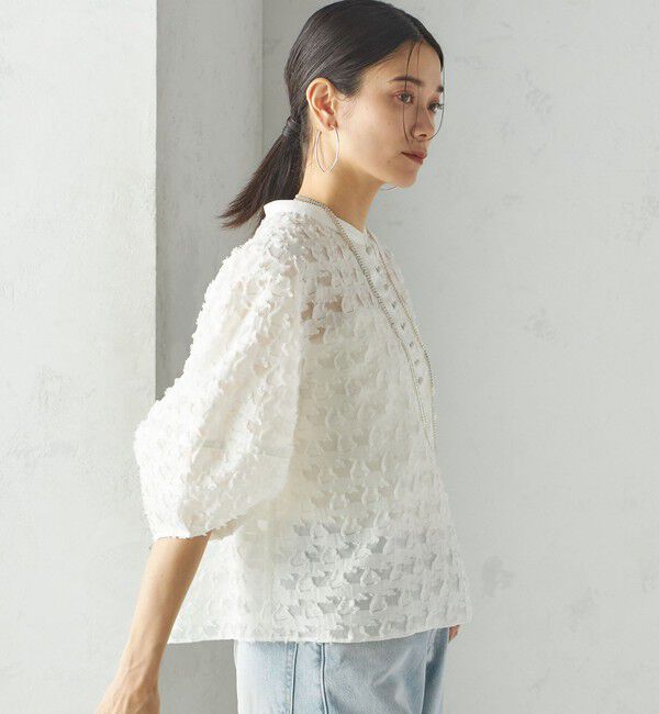 SHIPS for women「〈手洗い可能〉幾何柄 カット ジャカード ブラウス」|シャツ・ブラウス|