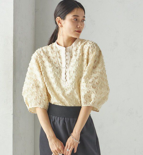 SHIPS for women「〈手洗い可能〉幾何柄 カット ジャカード ブラウス」|シャツ・ブラウス|