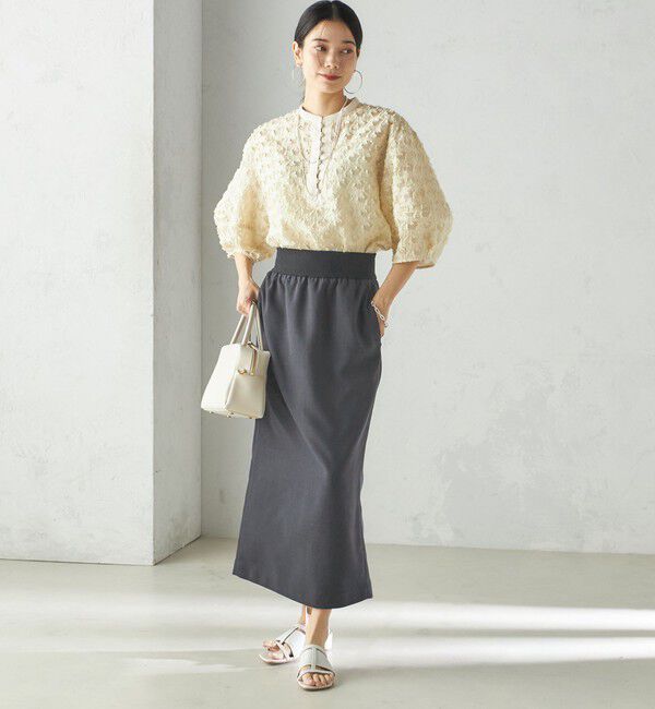 SHIPS for women「〈手洗い可能〉幾何柄 カット ジャカード ブラウス」|シャツ・ブラウス|