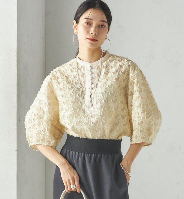 SHIPS for women「〈手洗い可能〉幾何柄 カット ジャカード ブラウス」|シャツ・ブラウス|