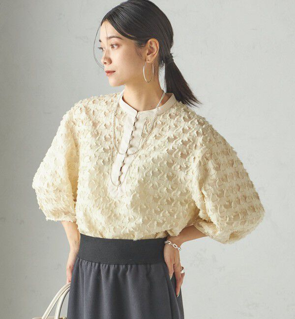 SHIPS for women「〈手洗い可能〉幾何柄 カット ジャカード ブラウス」|シャツ・ブラウス|