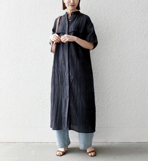 SHIPS any「SHIPS any:〈洗濯機可能〉ピンタック ジャカード シャツ ワンピース」|ワンピース|