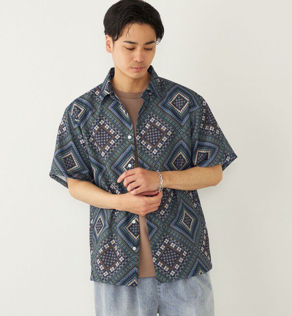 SHIPS Colors 「SHIPS Colors:〈洗濯機可能〉メッシュ 総柄 プリント シャツ」|シャツ・ブラウス|