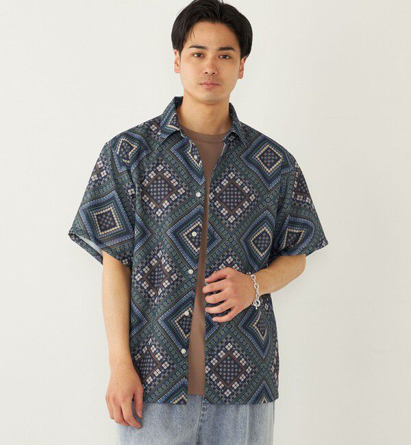 SHIPS Colors 「SHIPS Colors:〈洗濯機可能〉メッシュ 総柄 プリント シャツ」|シャツ・ブラウス|