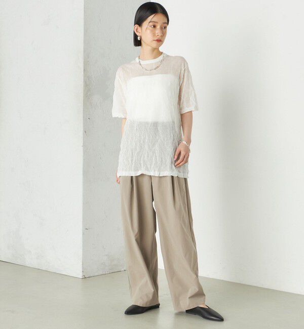 SHIPS for women「《予約》Wai＋:〈手洗い可能〉クリンクル シアー ショート スリーブ プルオーバー」|ニット・セーター|