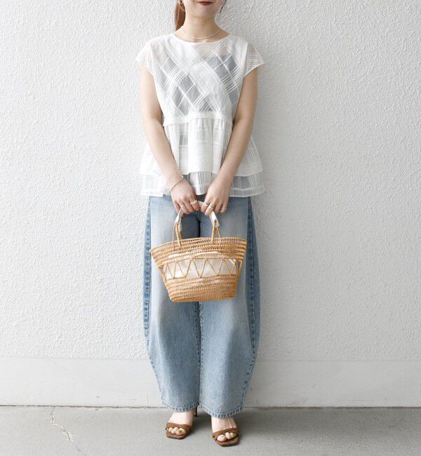 SHIPS any「SHIPS any:〈洗濯機可能〉シアー チェック ティアード ペプラム 2WAY ブラウス」|シャツ・ブラウス|