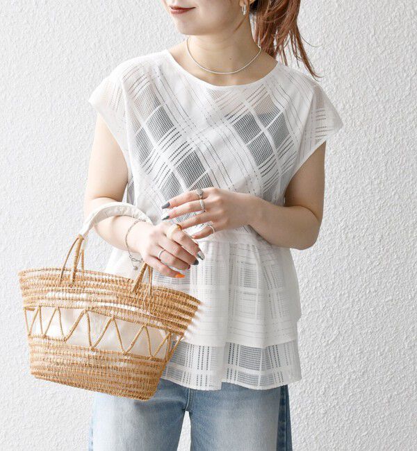 SHIPS any「SHIPS any:〈洗濯機可能〉シアー チェック ティアード ペプラム 2WAY ブラウス」|シャツ・ブラウス|