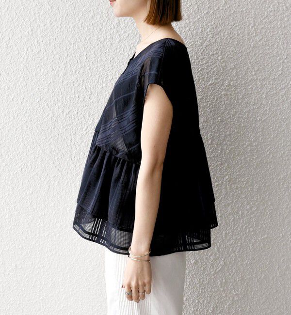 SHIPS any「SHIPS any:〈洗濯機可能〉シアー チェック ティアード ペプラム 2WAY ブラウス」|シャツ・ブラウス|