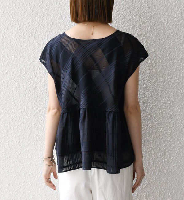 SHIPS any「SHIPS any:〈洗濯機可能〉シアー チェック ティアード ペプラム 2WAY ブラウス」|シャツ・ブラウス|