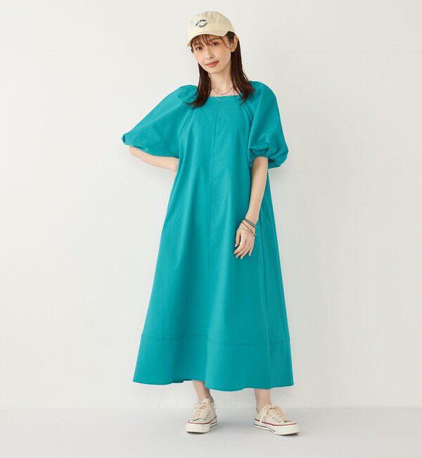 SHIPS Colors 「SHIPS Colors:〈接触冷感・洗濯機可能〉サッカー ２WAY パフスリーブ ワンピース」|ワンピース|