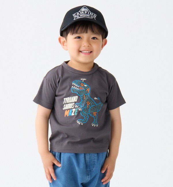 SHIPS Colors 「SHIPS Colors:80～130cm / 〈接触冷感〉ティラノサウルス Tシャツ◇」|Tシャツ・カットソー|ダークグレー