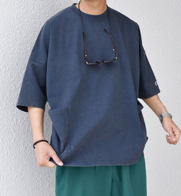 SHIPS any「【SHIPS any別注】Champion: ブリーチ ドルマン キャンプポケット Tシャツ◇」|Tシャツ・カットソー|ネイビー