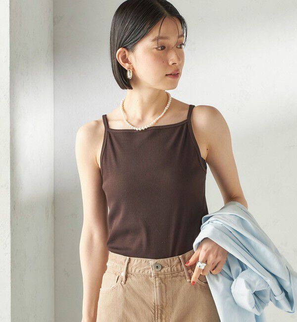 SHIPS for women「《予約》【SHIPS別注】GGG:〈手洗い可能〉スクエアネック リブ タンクトップ」|キャミソール|