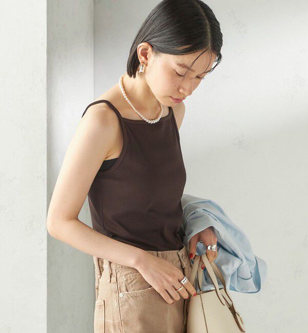 SHIPS for women「《予約》【SHIPS別注】GGG:〈手洗い可能〉スクエアネック リブ タンクトップ」|キャミソール|