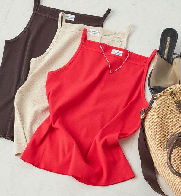 SHIPS for women「《予約》【SHIPS別注】GGG:〈手洗い可能〉スクエアネック リブ タンクトップ」|キャミソール|