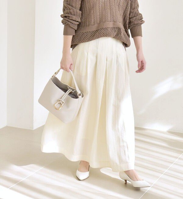 quaranciel「《予約》quaranciel:〈洗濯機可能〉ナイロン ステッチ タック フレア スカート」|スカート|