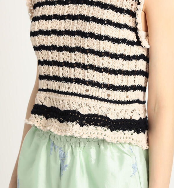 MACPHEE「コットンアイレット ノースリーブプルオーバー」|ニット・セーター|