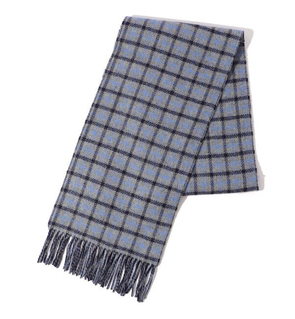 TOMORROWLAND GOODS「TOMORROWLAND カシミヤダブルフェイス チェック マフラー」|マフラー|62 ライトブルー系