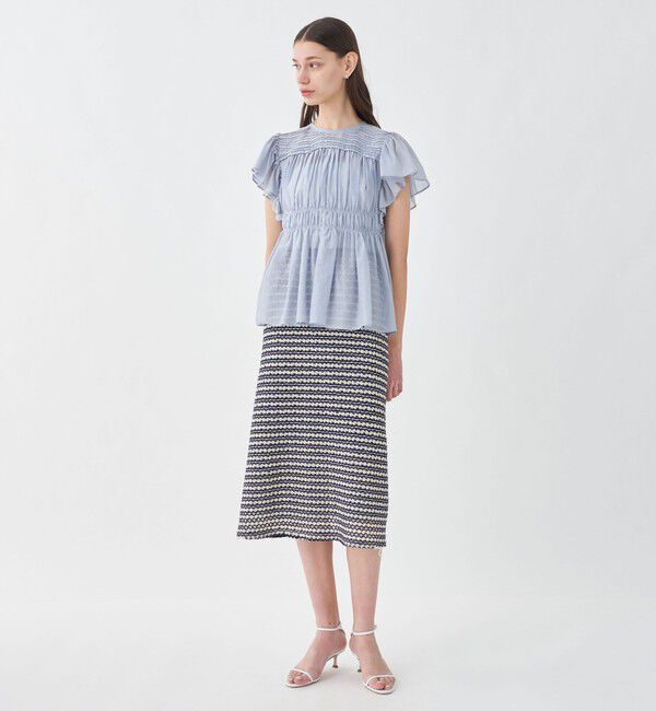 TOMORROWLAND collection「コットンシルク シャーリングラッフルスリーブブラウス」|シャツ・ブラウス|