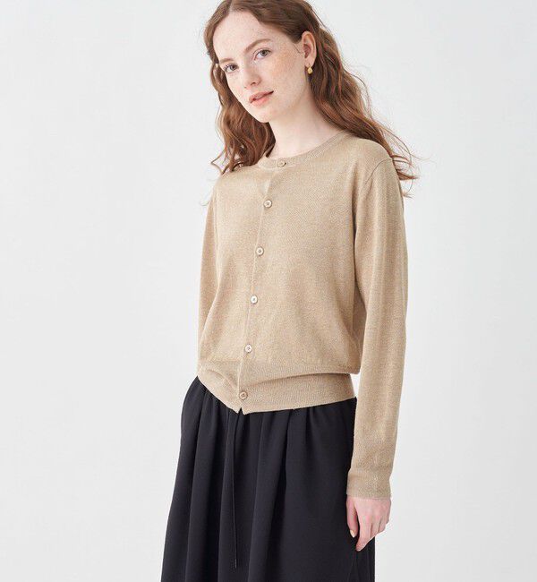 MACPHEE「プレーンリネン クルーネックカーディガン」|カーディガン|