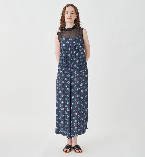 SOULEIADO「レーヨンシャンタンプリント コンビネゾン」|オールインワン|