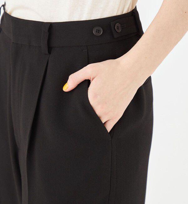 MACPHEE「バックサテンジョーゼット タックテーパードパンツ」|スラックス|