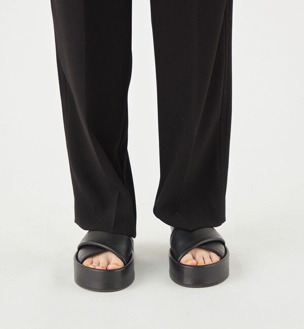 MACPHEE「バックサテンジョーゼット タックテーパードパンツ」|スラックス|