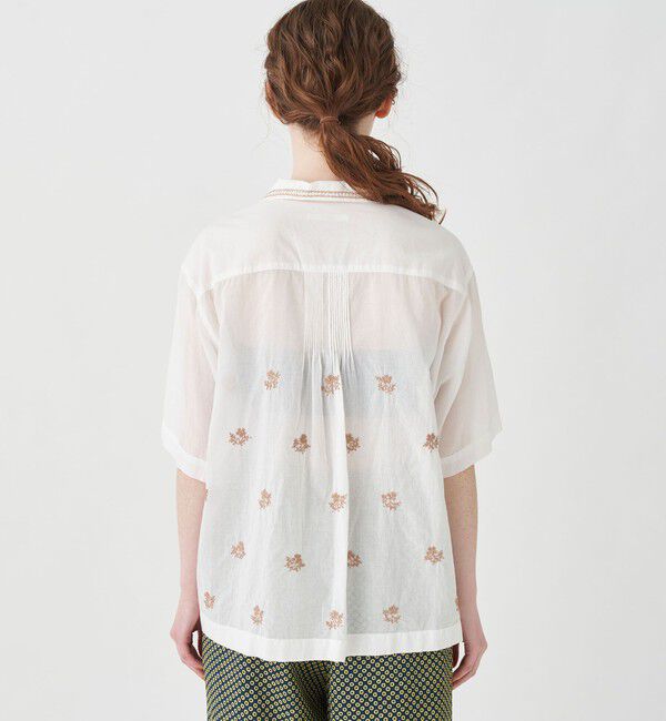 SOULEIADO「コットンボイルエンブロイダリー ハーフスリーブシャツ」|シャツ・ブラウス|