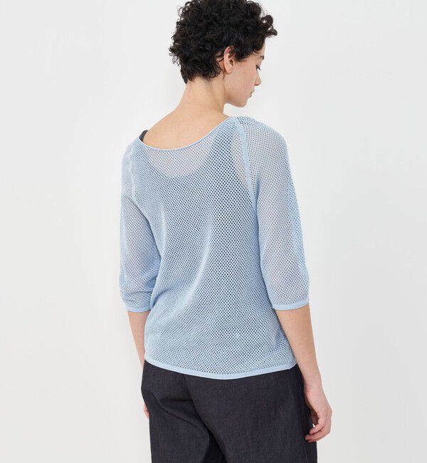 GALERIE VIE「クレープコットンメッシュ クルーネックプルオーバー」|ニット・セーター|