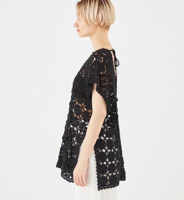 MACPHEE「モチーフクロシェット Vネックプルオーバー」|ニット・セーター|