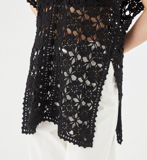 MACPHEE「モチーフクロシェット Vネックプルオーバー」|ニット・セーター|