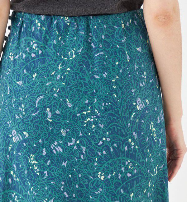 SOULEIADO「リネンプリント ナローマキシスカート」|タイト|