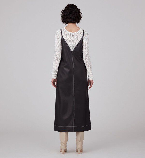 MACPHEE「レザーライク キャソールワンピース」|ワンピース|