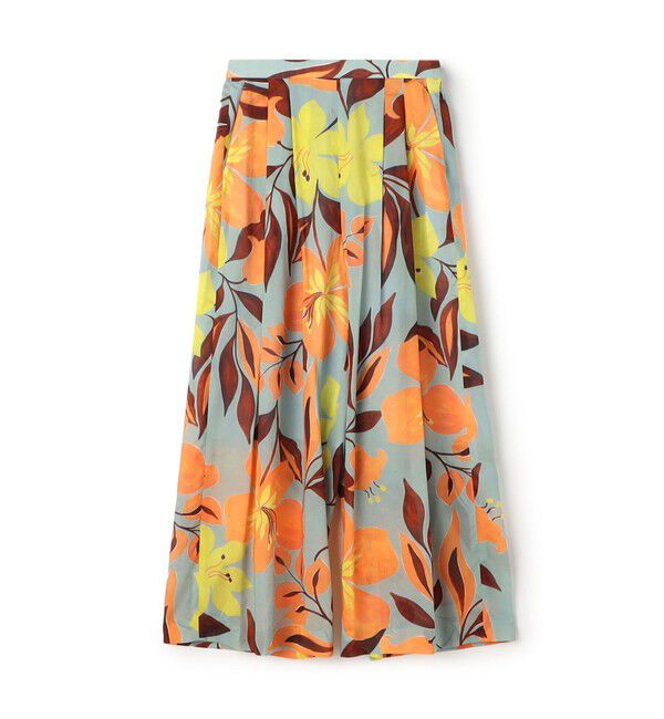 Ballsey「ベルフラワープリント タックワイドパンツ」|その他|64 ライトブルー系