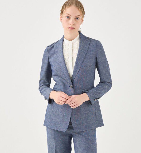 TOMORROWLAND collection「サマーカルゼ セミピークドラペルジャケット」|テーラードジャケット|