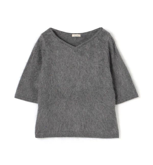 DES PRES「ピュアカシミヤファー Vネックプルオーバー」|ニット・セーター|15 グレー