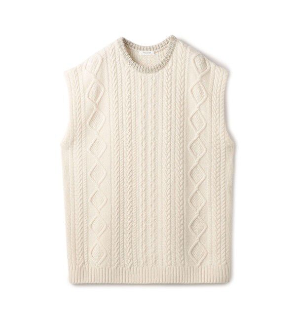 MACPHEE「ルレックスケーブル クルーネックベスト」|ベスト・ジレ|12 ホワイト系