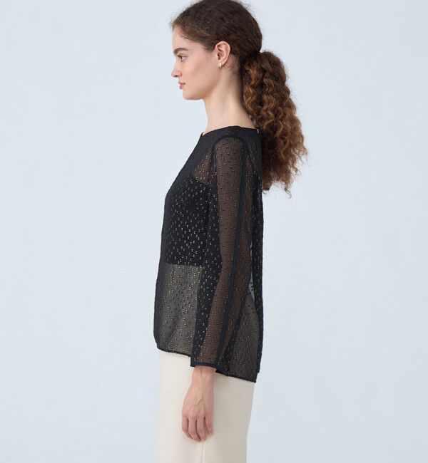 Ballsey「フォイルカットジャカード Vボートネックブラウス」|シャツ・ブラウス|