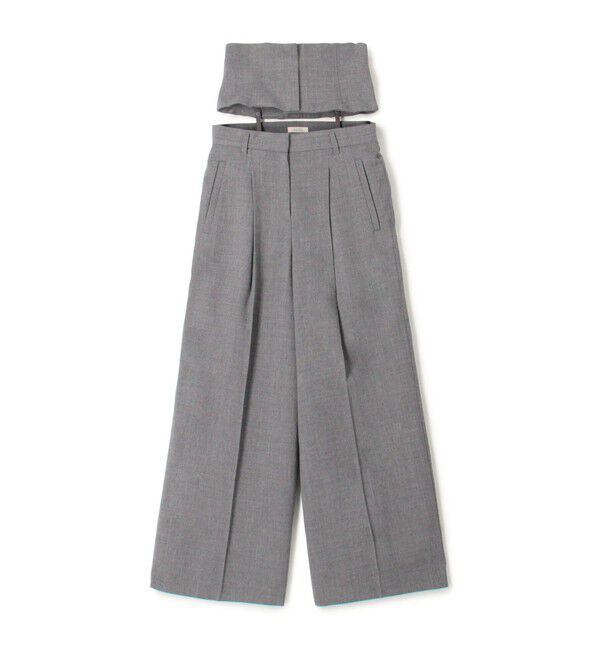 DES PRES「ウールジョーゼット コルセット付きタックワイドパンツ」|スラックス|15 グレー