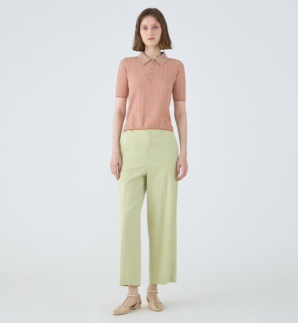 MACPHEE「コットンナイロンラメチェック ポロプルオーバー」|ニット・セーター|