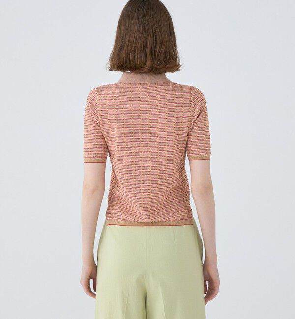 MACPHEE「コットンナイロンラメチェック ポロプルオーバー」|ニット・セーター|