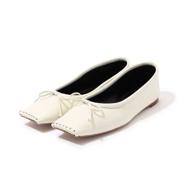 TOMORROWLAND GOODS「CHEMBUR SQ FLAT STUDS BALLET シューズ」|ローファー|11 ホワイト