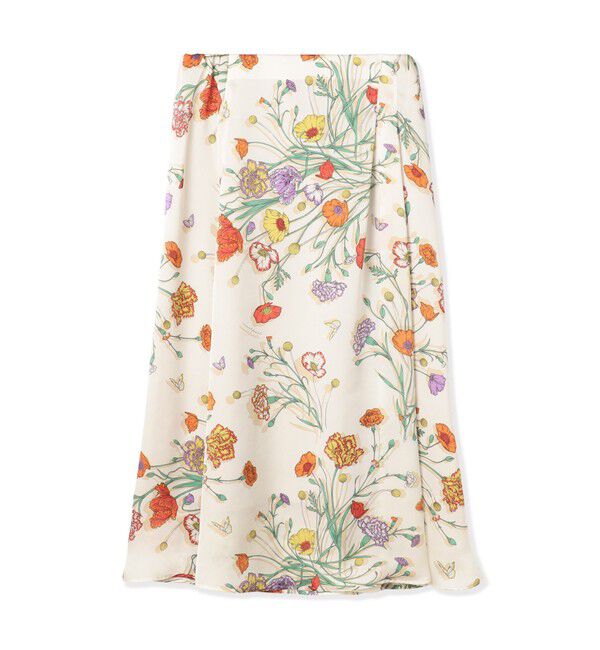 Ballsey「【別注】manipuri for Ballsey Collage Bloom アシンメトリータックスカート」|フレア|12 ホワイト系