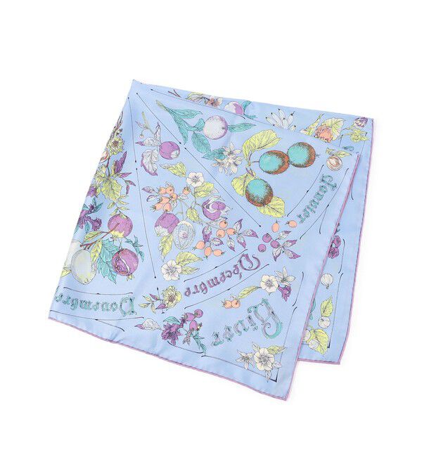 TOMORROWLAND GOODS「manipuri FRUIT シルクスカーフ」|バンダナ・スカーフ|62 ライトブルー系