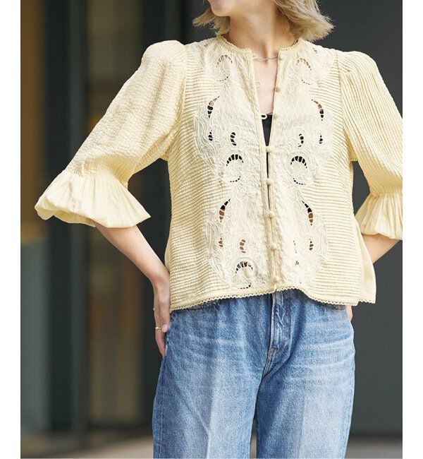 IENA LA BOUCLE「《追加》IENA LA BOUCLE ピンタック刺繍ブラウス2」|シャツ・ブラウス|イエロー