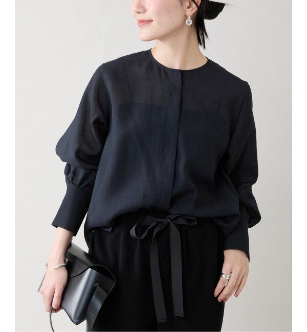 VERMEIL par iena「《WEB限定/追加2》シアーブラウス」|シャツ・ブラウス|ネイビー