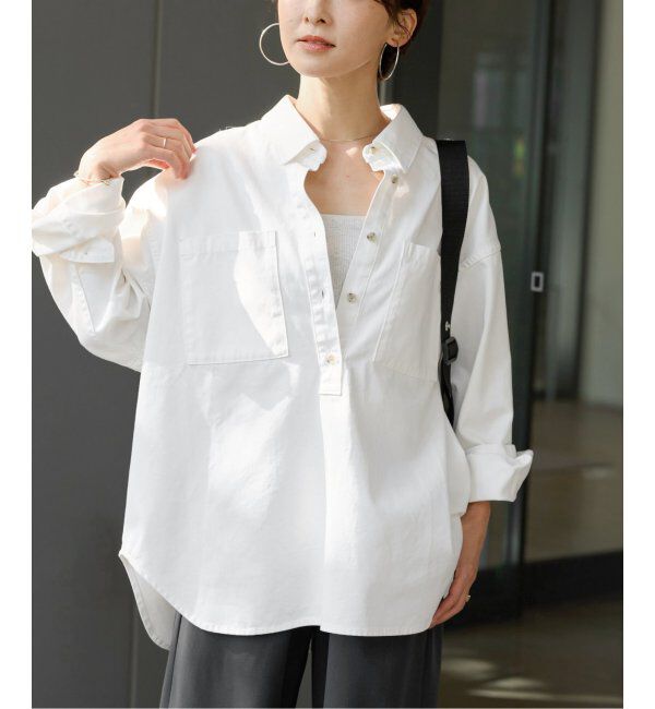 JOURNAL STANDARD relume「《追加》デニムプルオーバーシャツ/ホワイト」|シャツ・ブラウス|