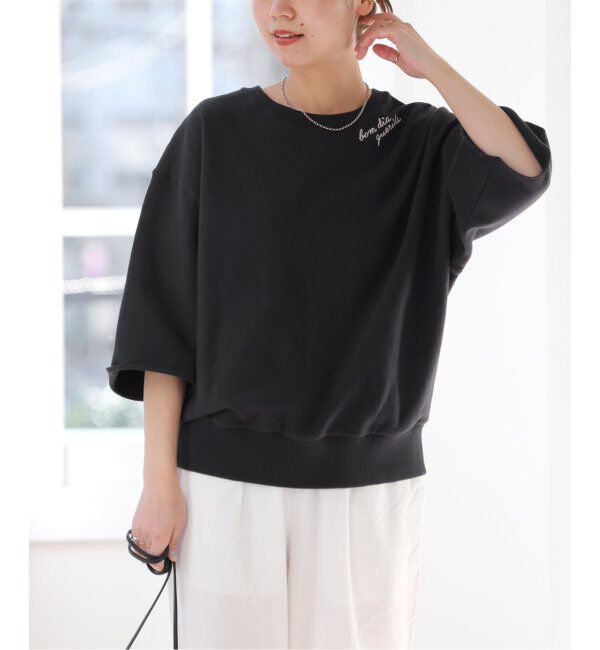 JOURNAL STANDARD relume「《追加》刺繍ロゴハーフスリーブスウェット」|スウェット・ジャージ|ブラック A